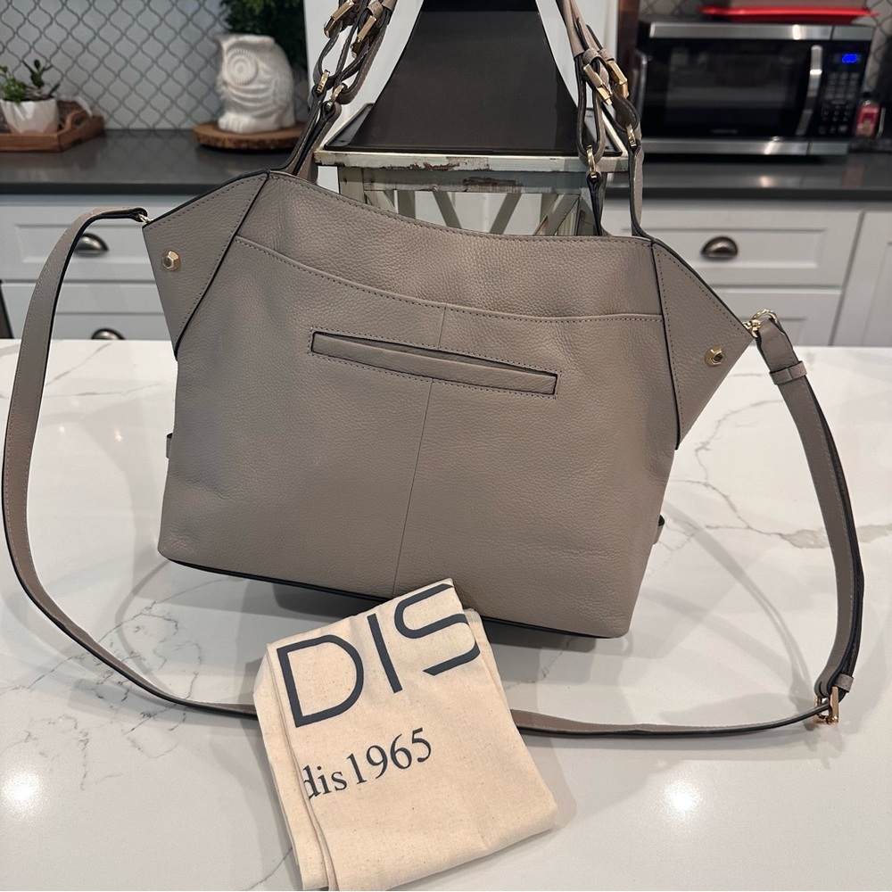 LODIS NWT Nikki Pebbled Leather Satchel Shoulder Bag Crossbody Purse Ash Gray - Picture 2 of 16